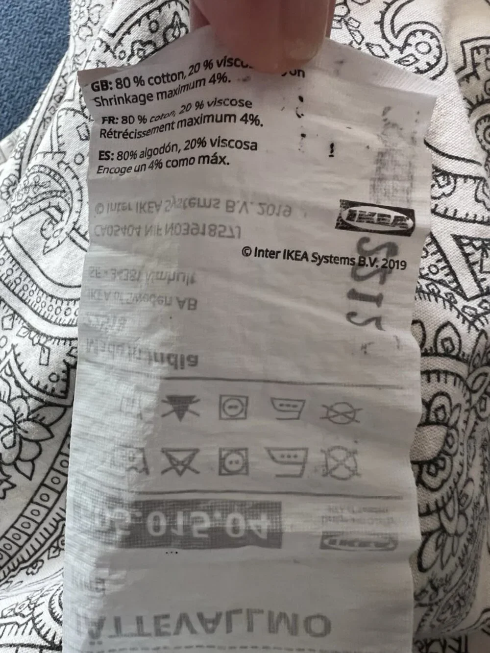 Ikea JATTEVALLMO Pillowcases KING Size Paisley Black White PAIR 80% Cotton NICE